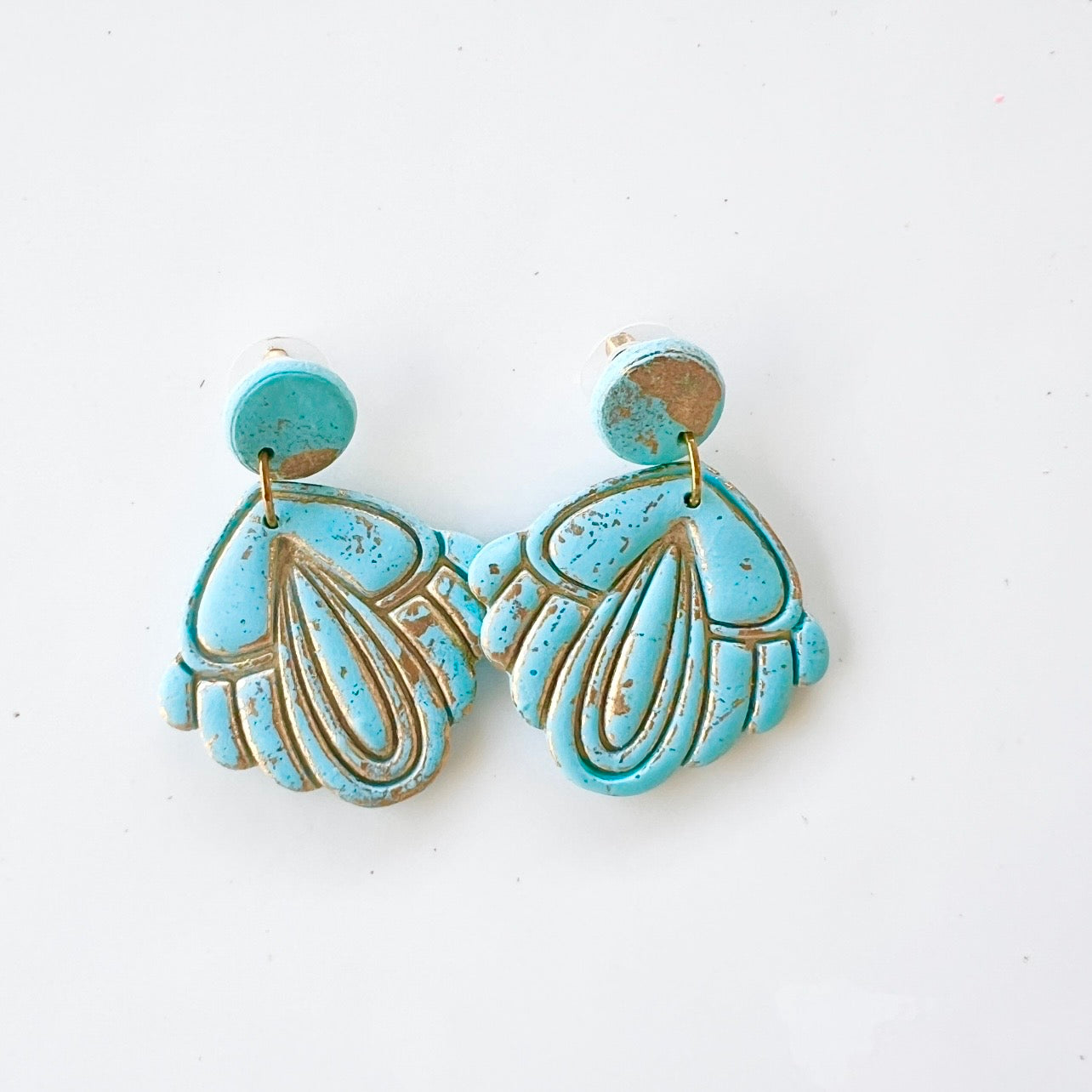 Earrings~Polymer Clay ~Gold Leaf ~ Dangles