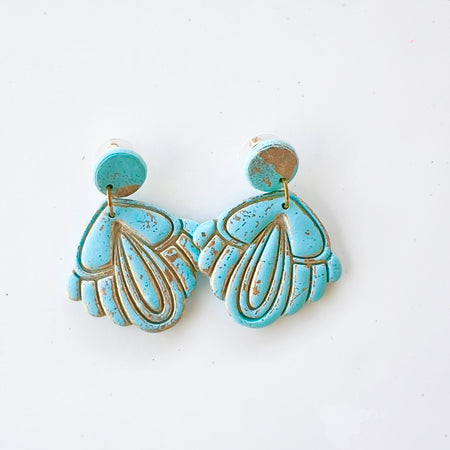 Earrings~Polymer Clay ~Gold Leaf ~ Dangles