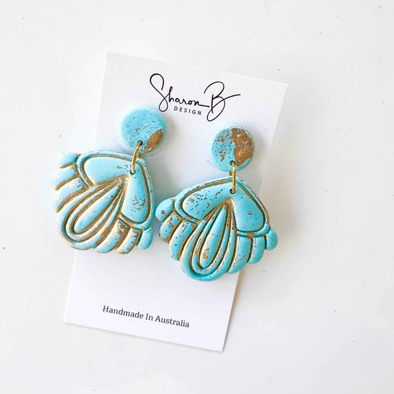 Earrings~Polymer Clay ~Gold Leaf ~ Dangles