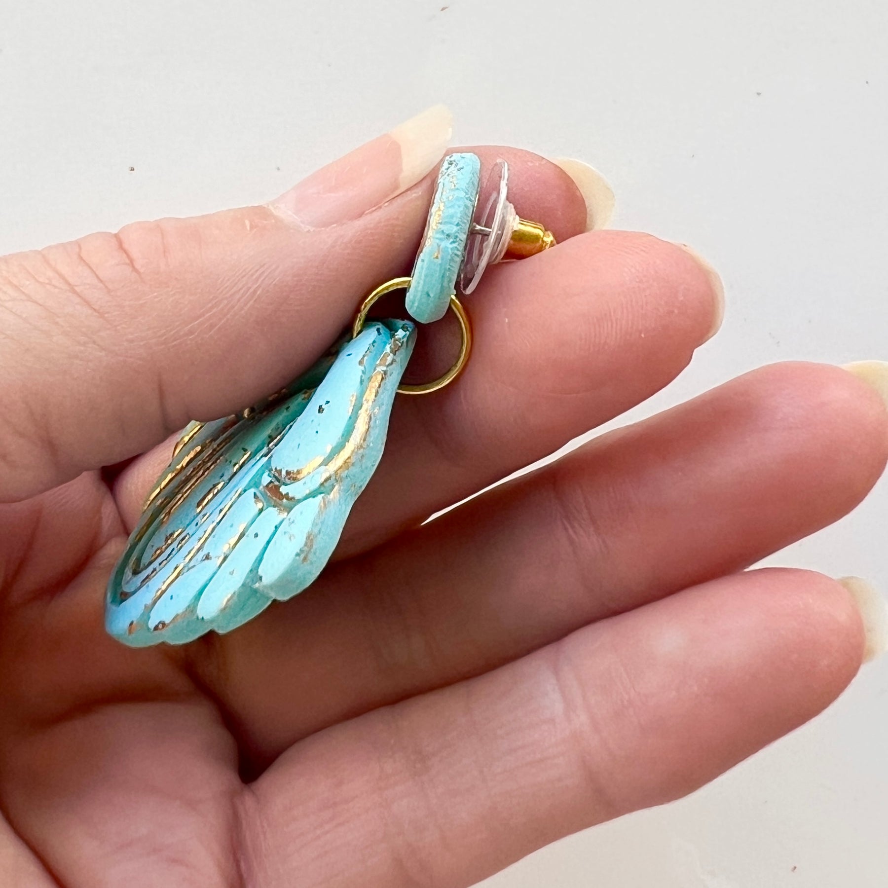 Earrings~Polymer Clay ~Gold Leaf ~ Dangles