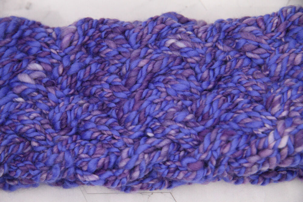 Hand knitted Wool Headband - Purple Passionfruit