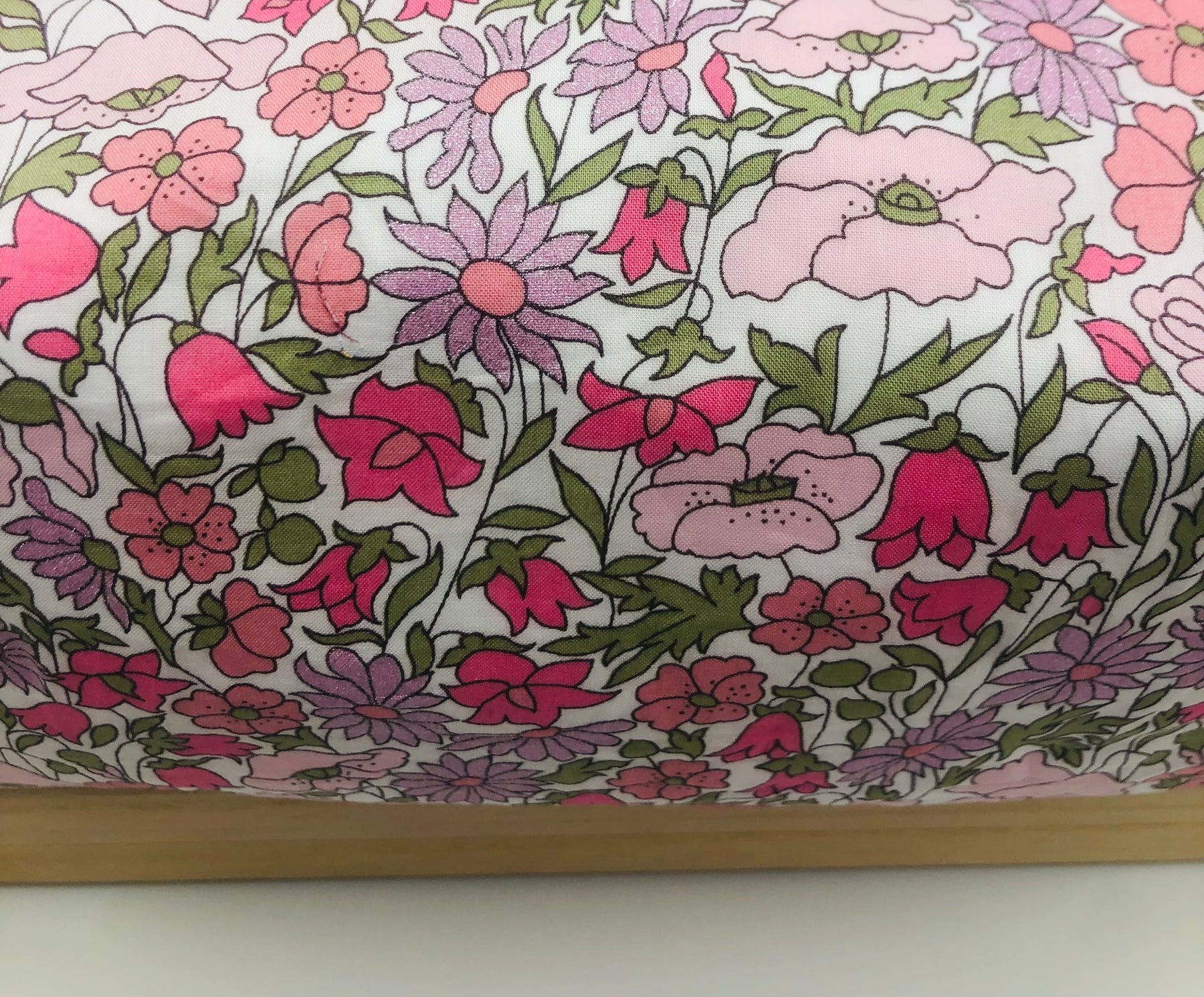 Liberty of London fabric Pink Poppy and Daisy floral boxy zipper pouch