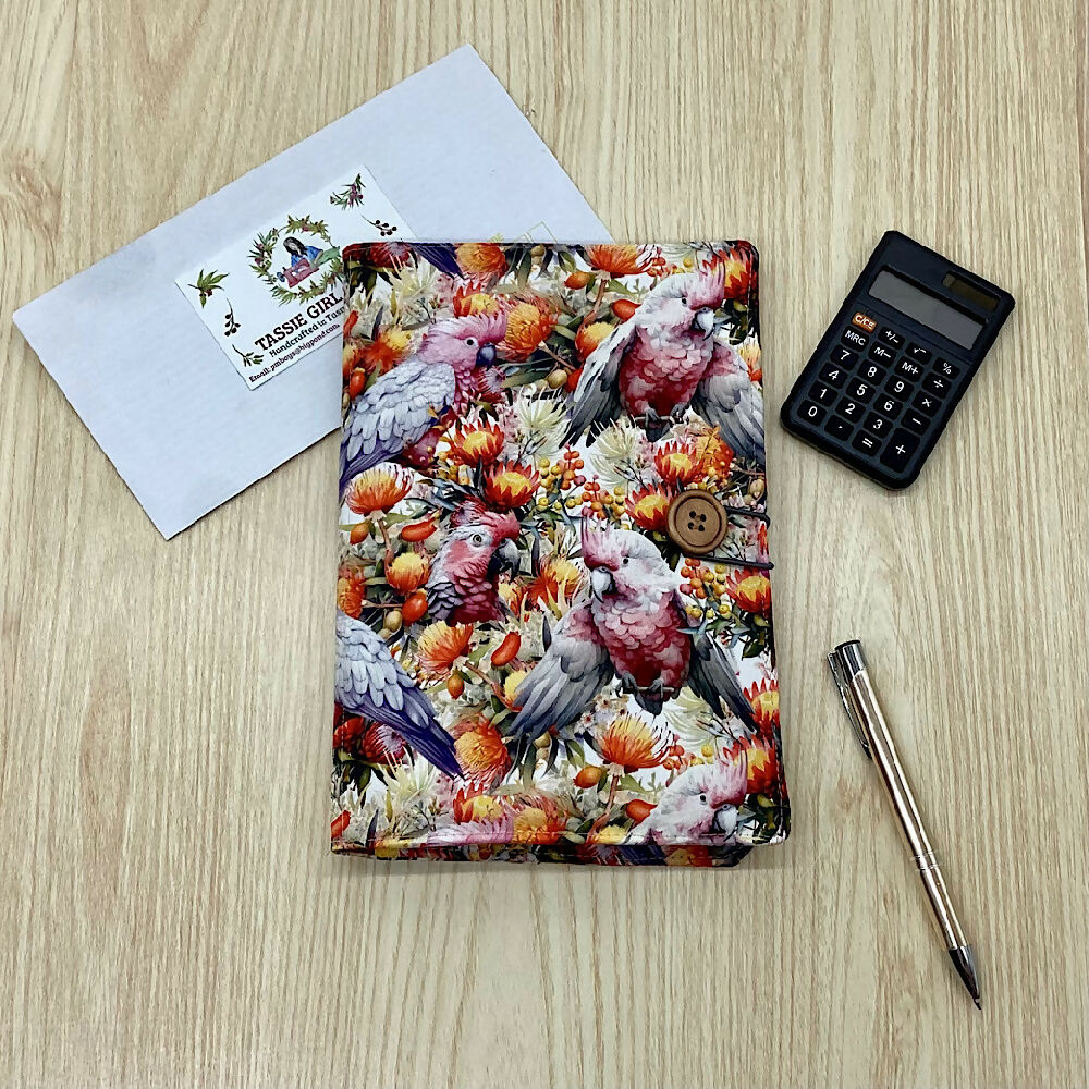 Galahs refillable A5 fabric notebook cover gift set - Incl. book and pen.