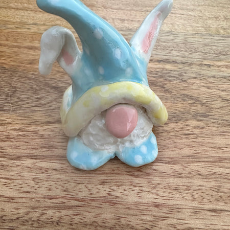 Easter Bunny Gnome - Blue and White Spots