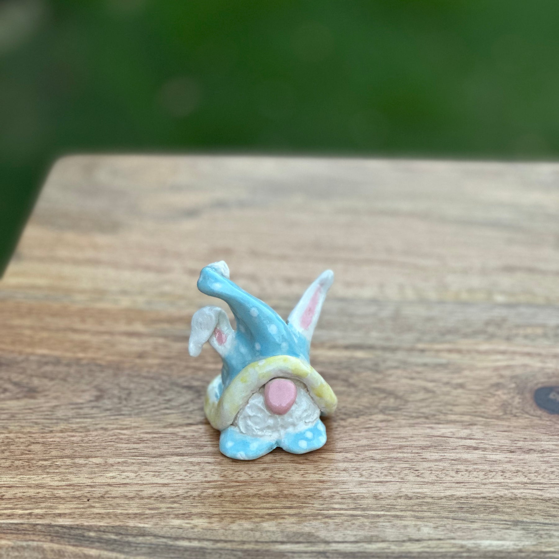 Easter Bunny Gnome - Blue and White Spots