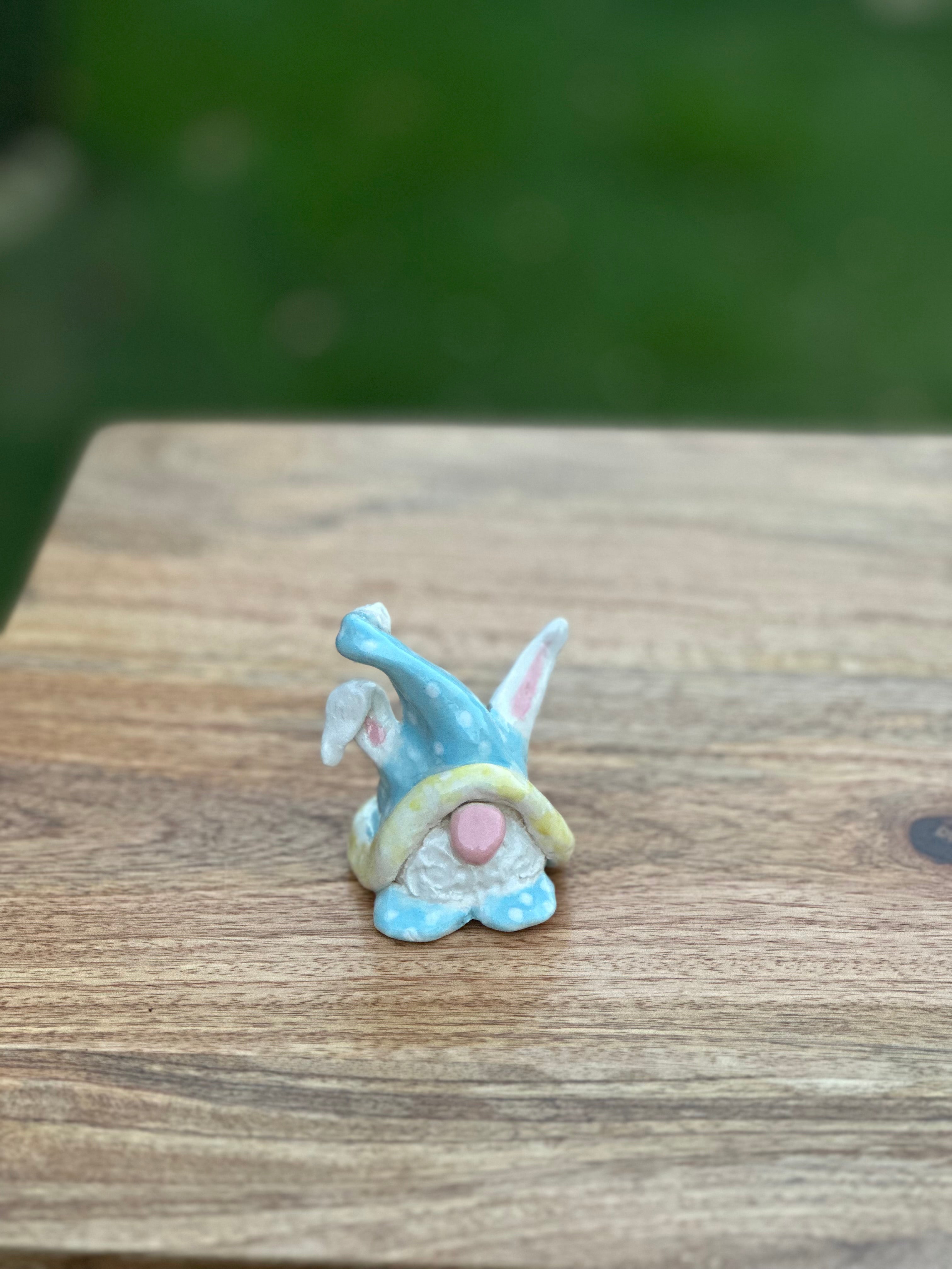 Easter Bunny Gnome - Blue and White Spots