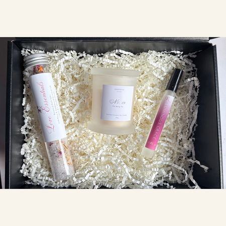 Morning Ritual Trio — Soft Bloom | Floral Candle, Space Mist & Bath Salt Gift Set