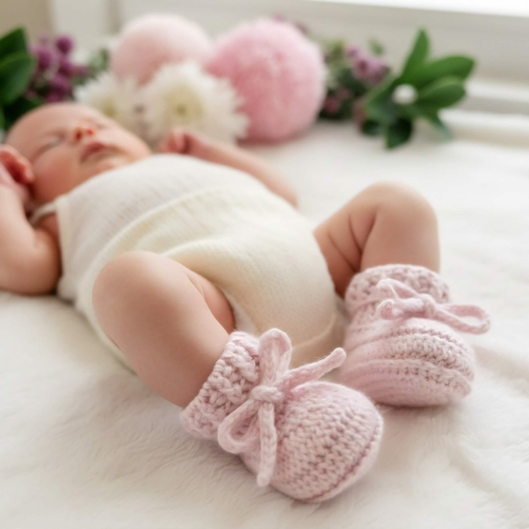 Baby Booties | Dusty Pink | Cuffed | Newborn | Crochet | Knit | Shoes | Socks