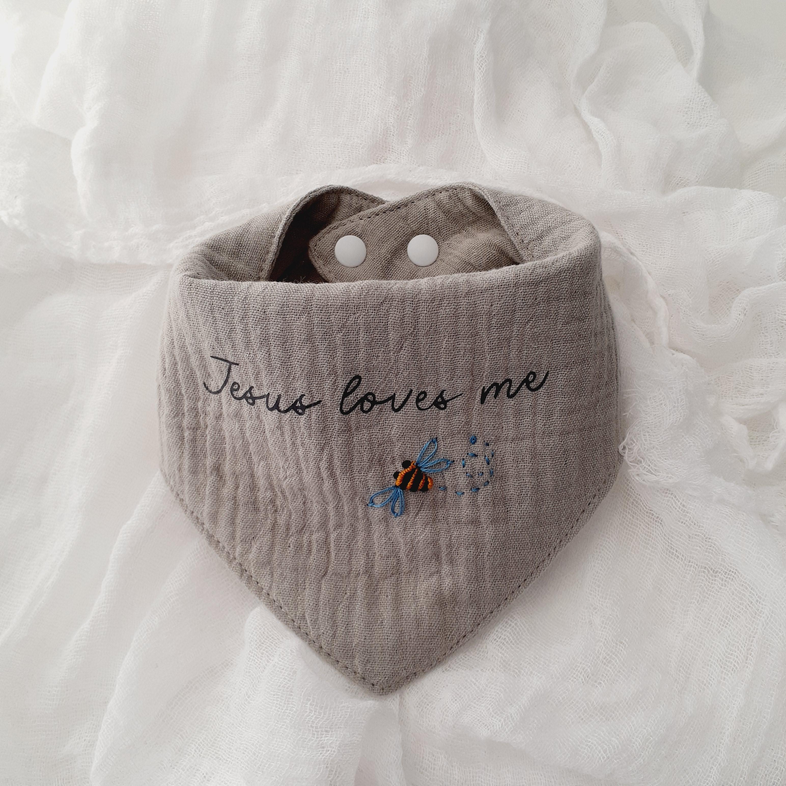 Christian Baby Bib • Cotton Bandana Bib • “Jesus Loves Me” Christian Bib • Faith‑Based Baby Gift • Baby Boy
