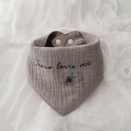 Christian Baby Bib • Cotton Bandana Bib • “Jesus Loves Me” Christian Bib • Faith‑Based Baby Gift • Baby Boy