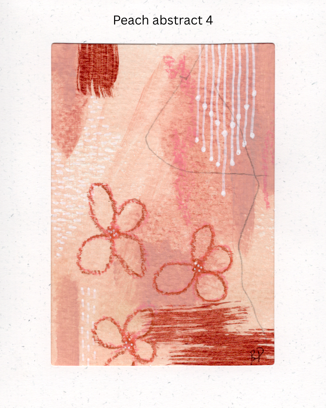 Original Mixed Media Greeting Cards I Peach Abstract Collection