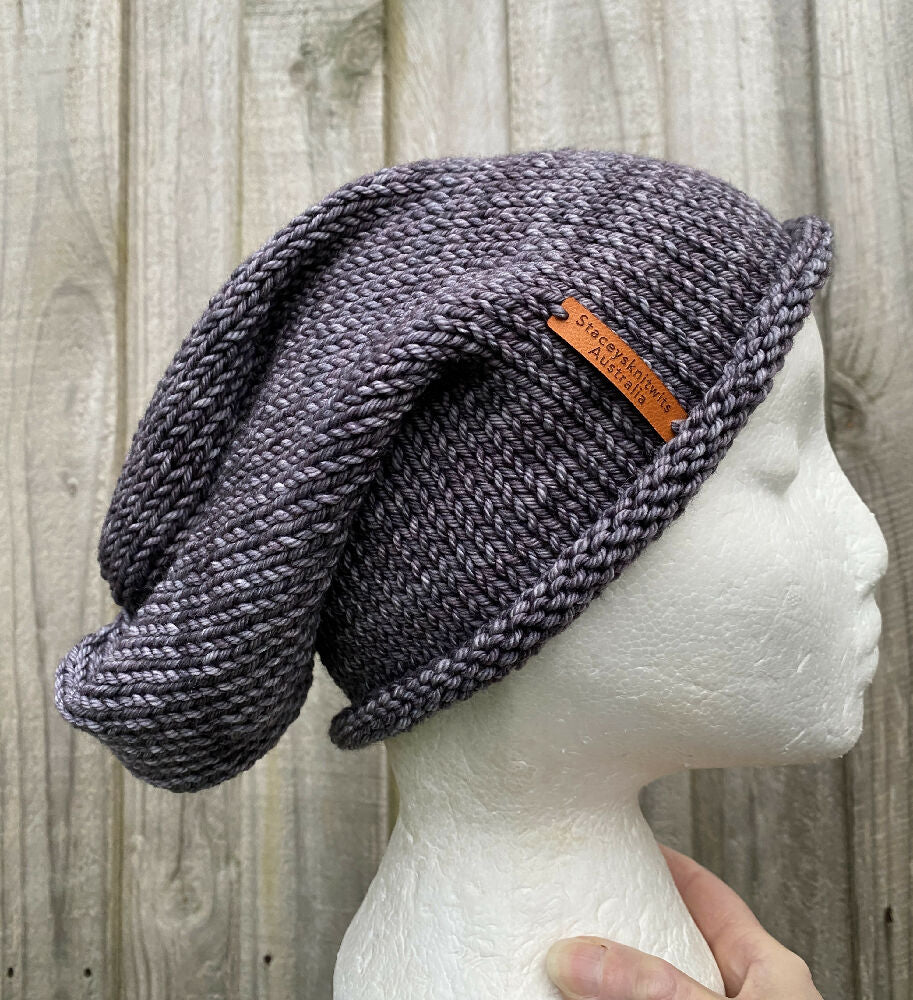 Slouchy Beanie, Mens Grey Beanie, Ladies Beanie