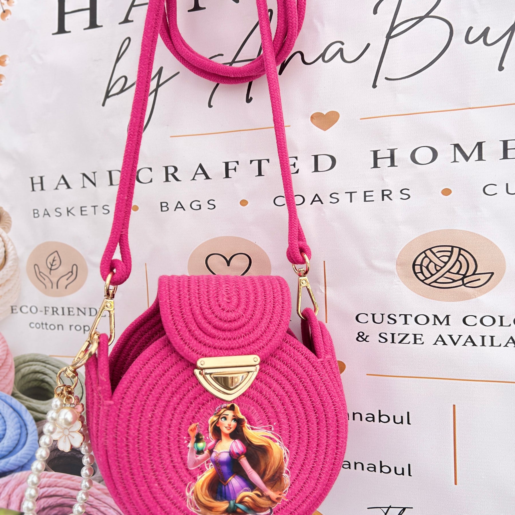 Handmade Pink Princess Crossbody Bag