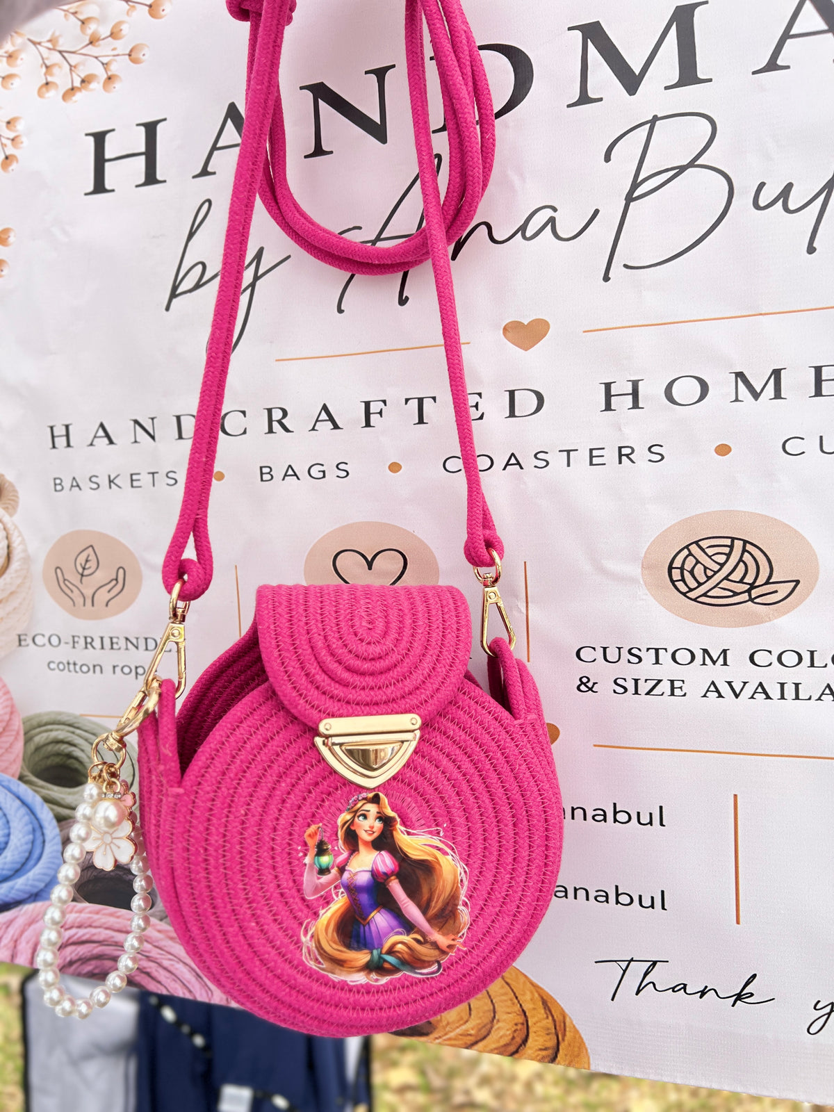 Handmade Pink Princess Crossbody Bag