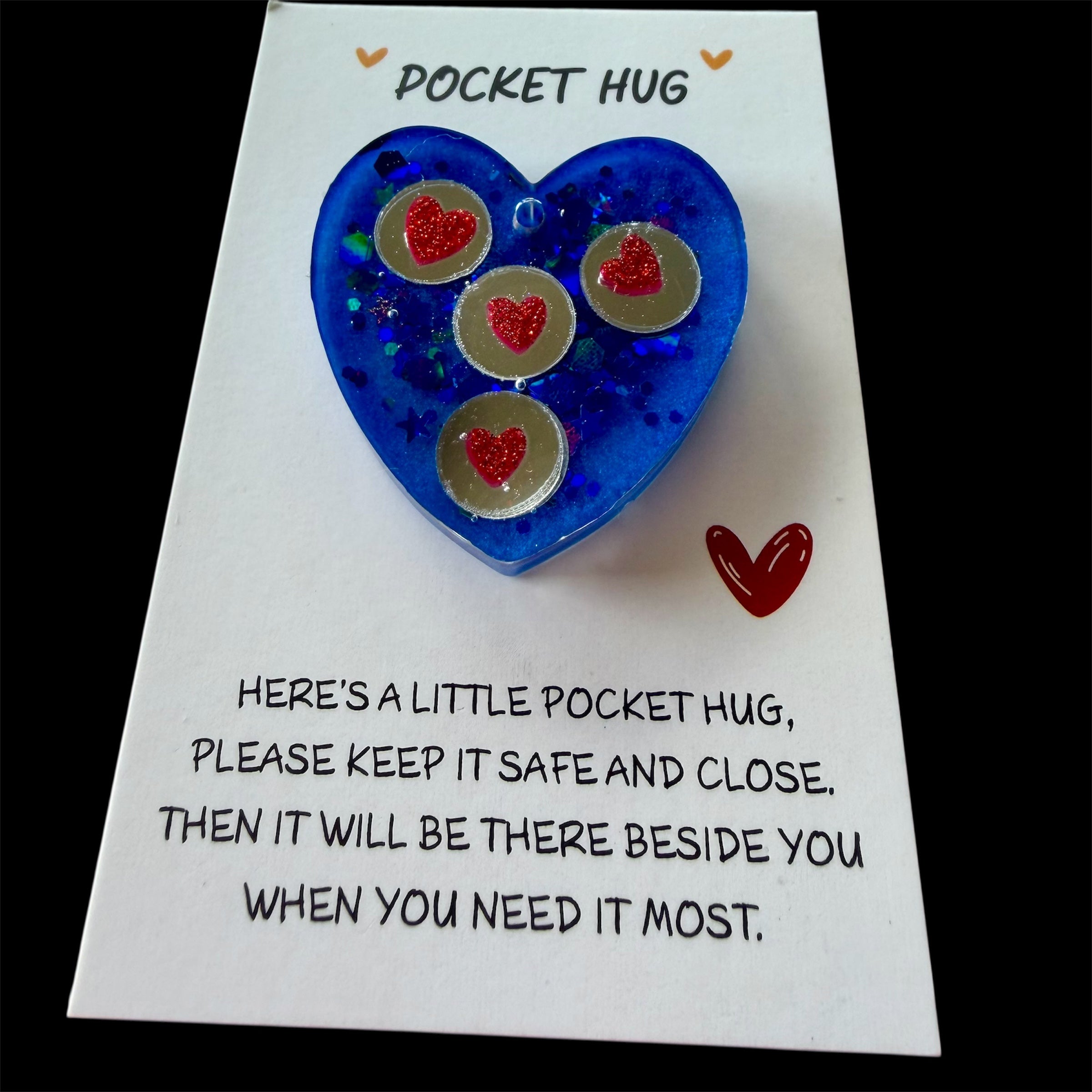 Blue Red hearts Pocket Hug