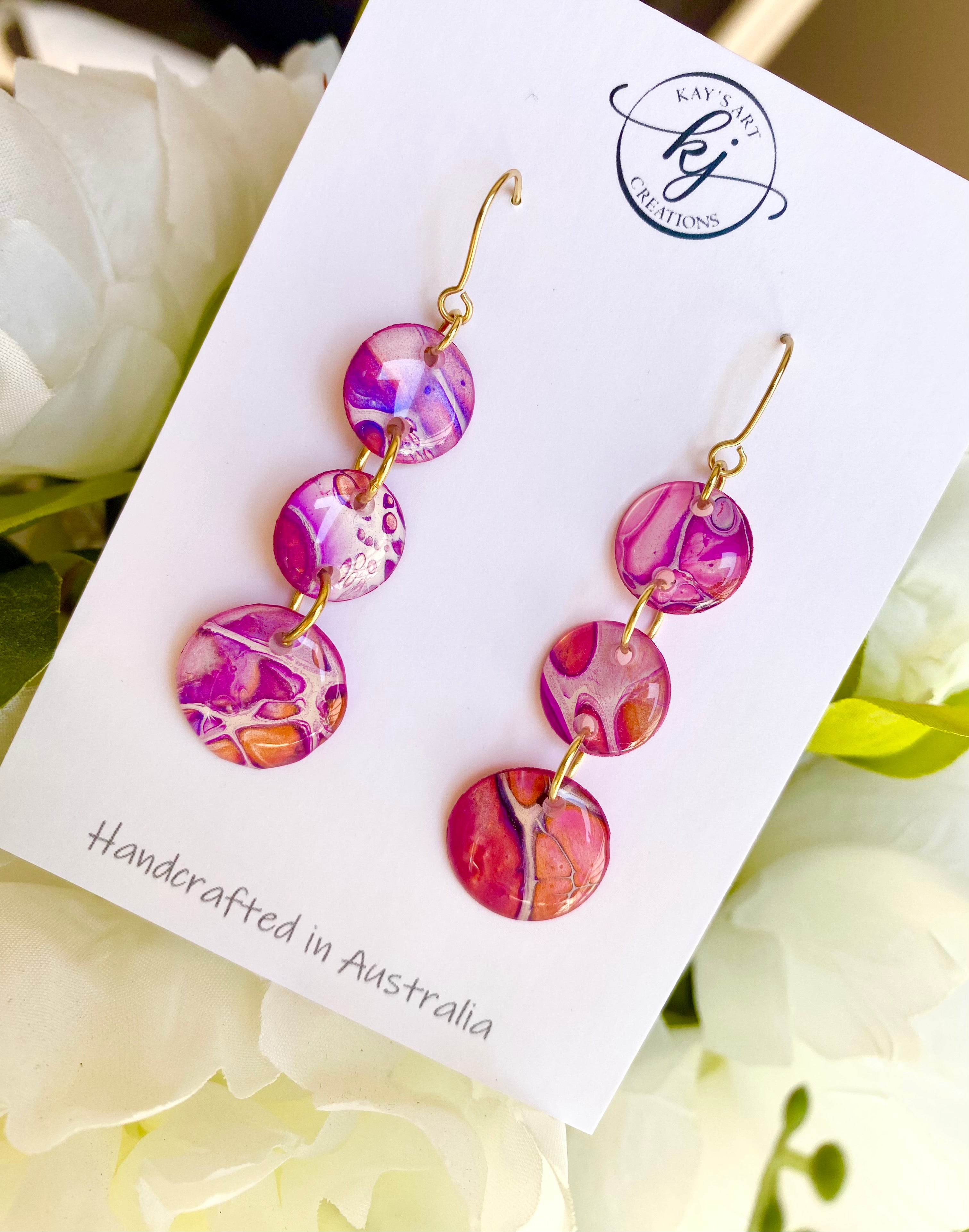 Artisan Hand Painted Stud Dangle Earrings