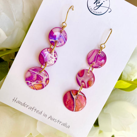 Artisan Hand Painted Stud Dangle Earrings