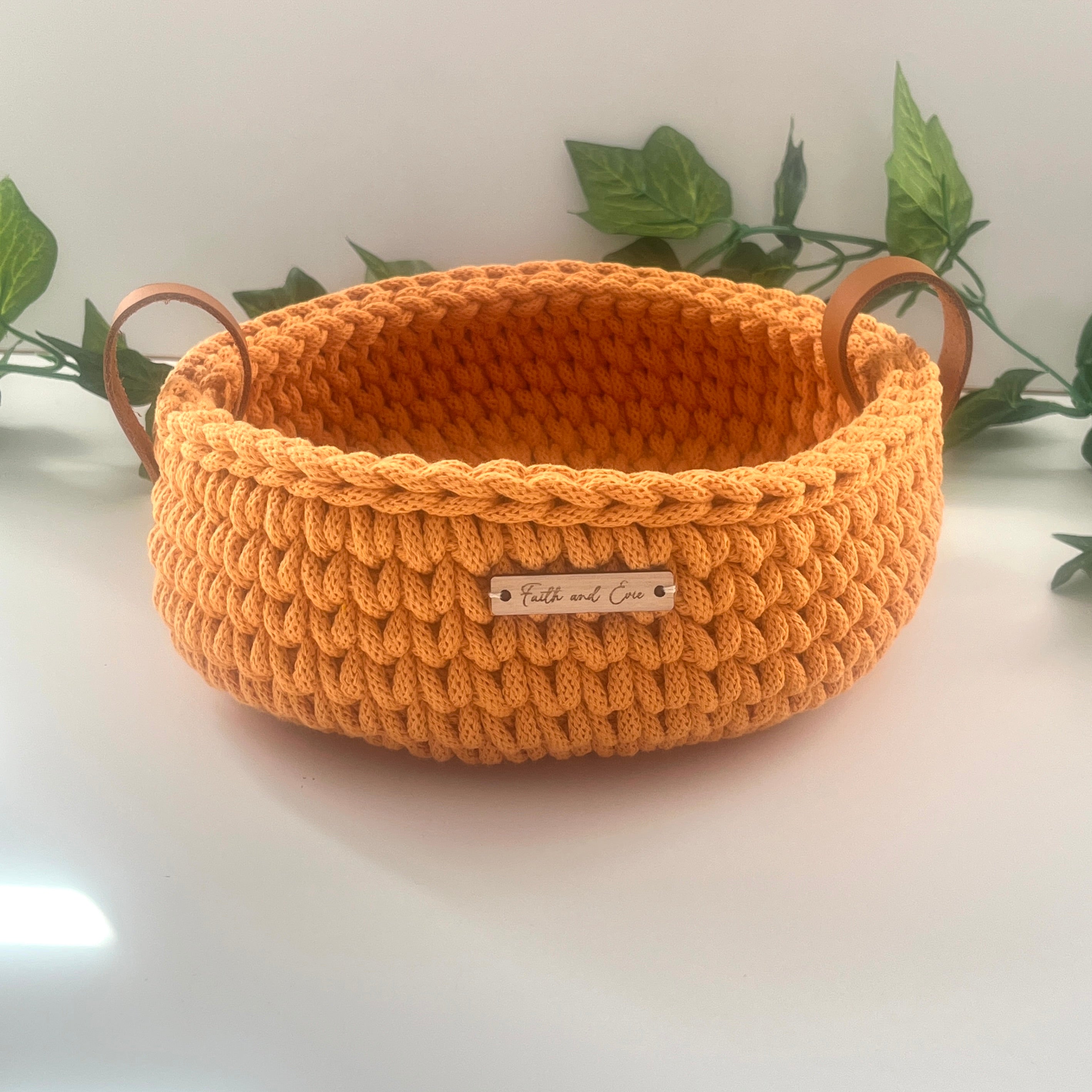 Crochet basket with handles - colour Orange