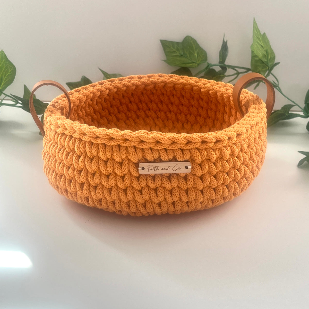 Crochet basket with handles - colour Orange