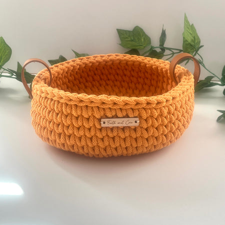 Crochet basket with handles - colour Orange
