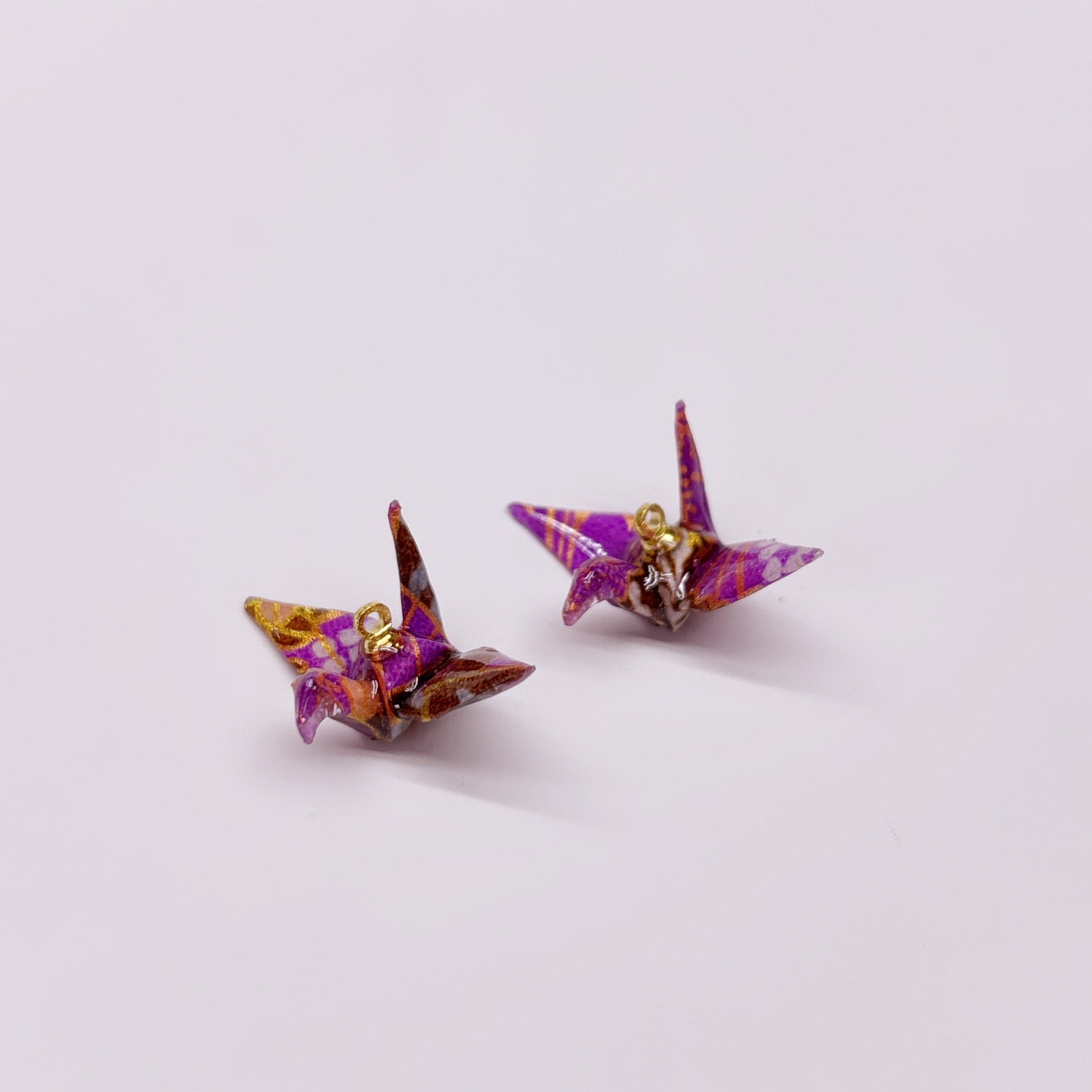 Handmade paper origami crane earrings / ear clip on / dangle stud