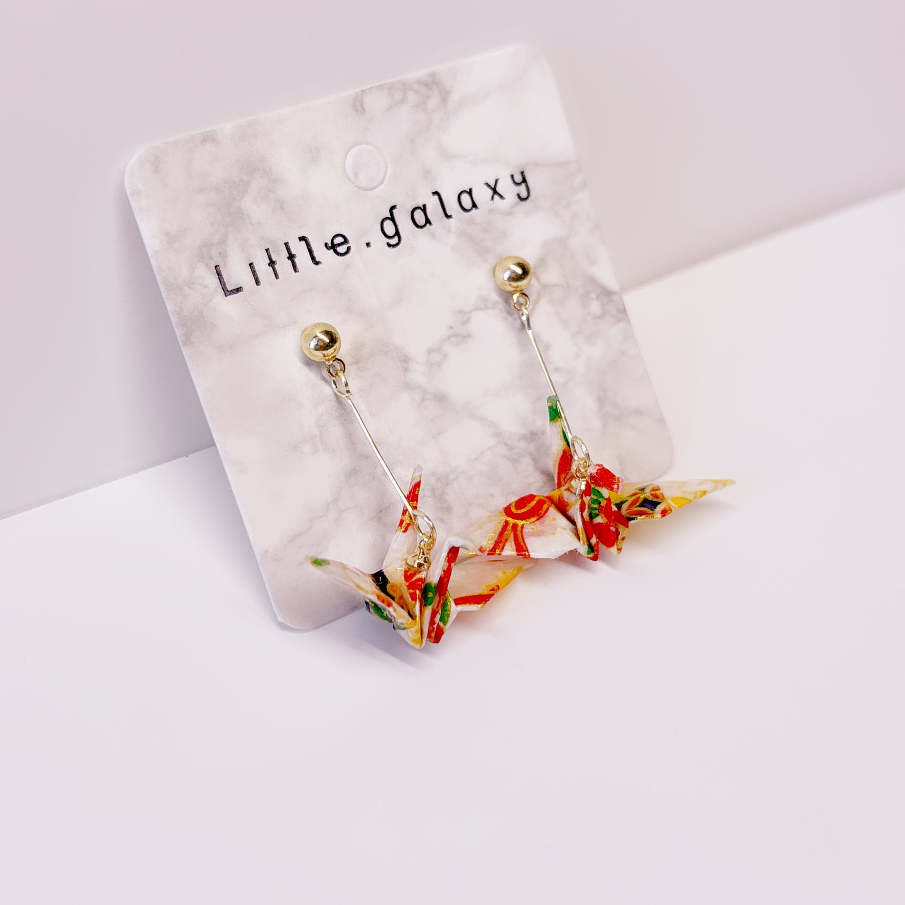 Handmade paper origami crane earrings / ear clip on / dangle stud