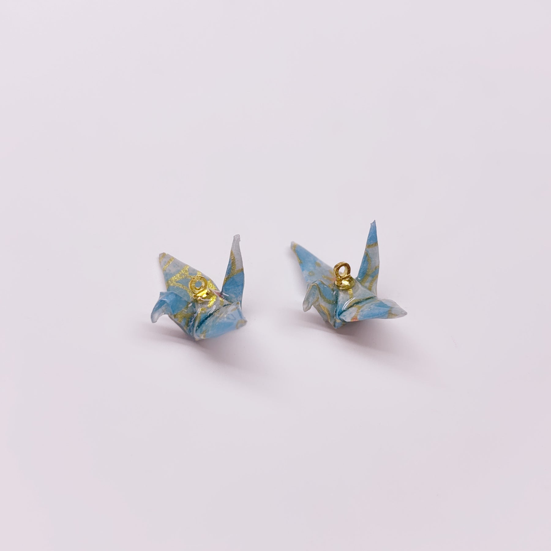 Handmade paper origami crane earrings / ear clip on / dangle stud