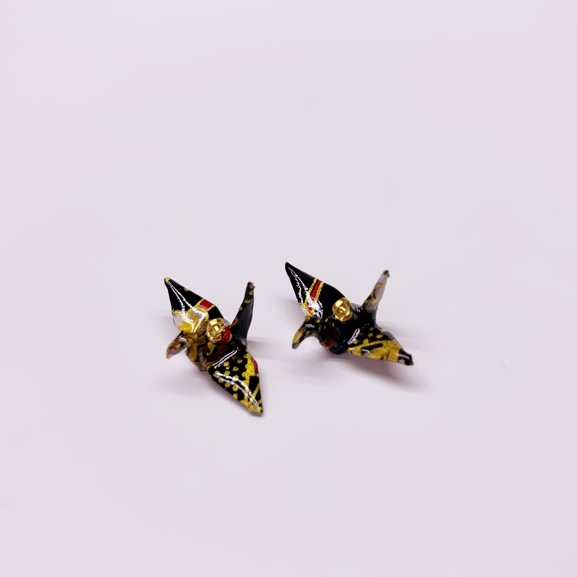 Handmade paper origami crane earrings / ear clip on / dangle stud