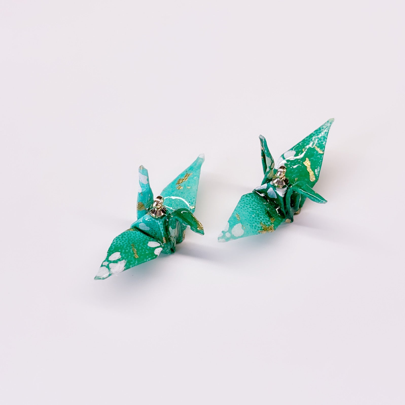 Handmade paper origami crane earrings / ear clip on / dangle stud