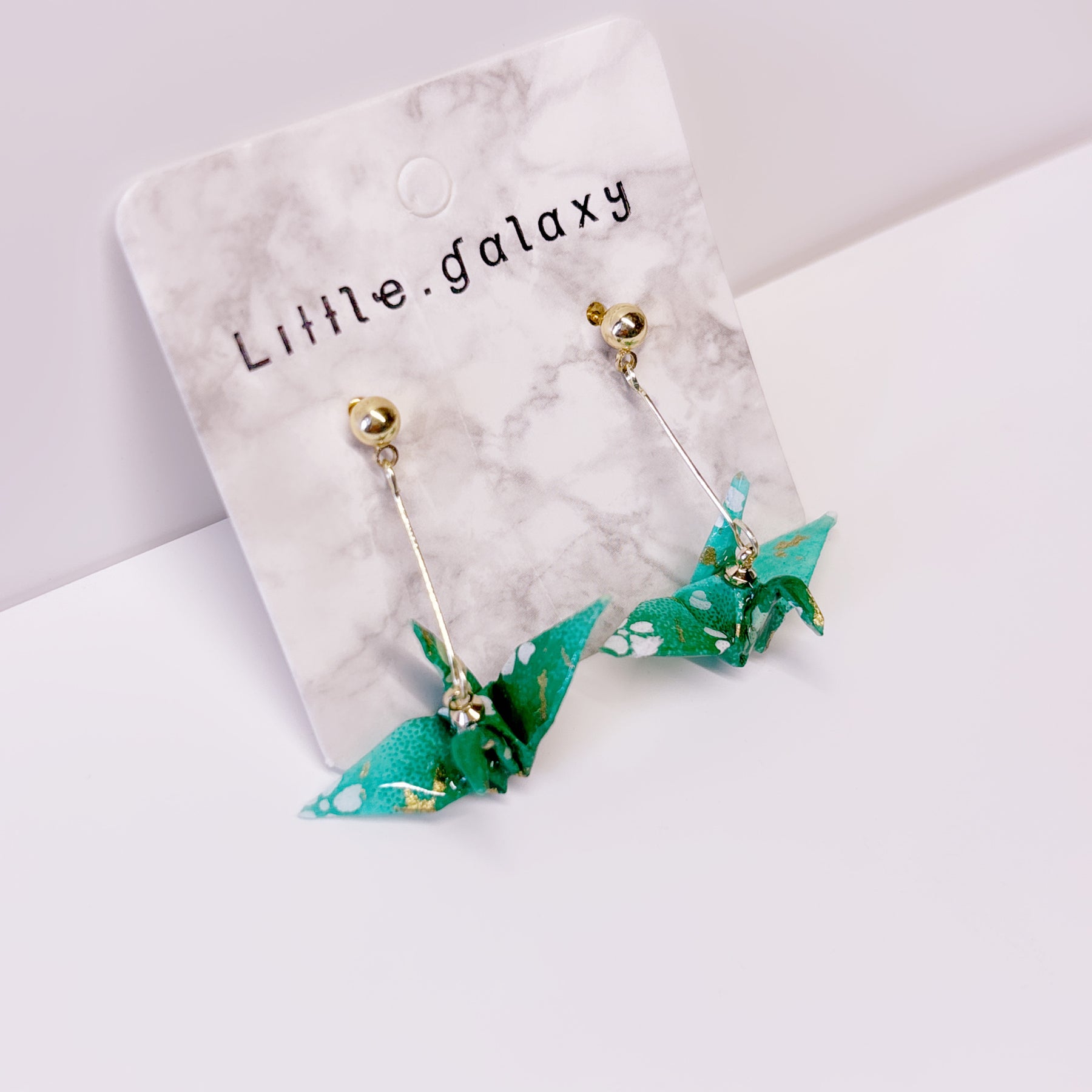 Handmade paper origami crane earrings / ear clip on / dangle stud