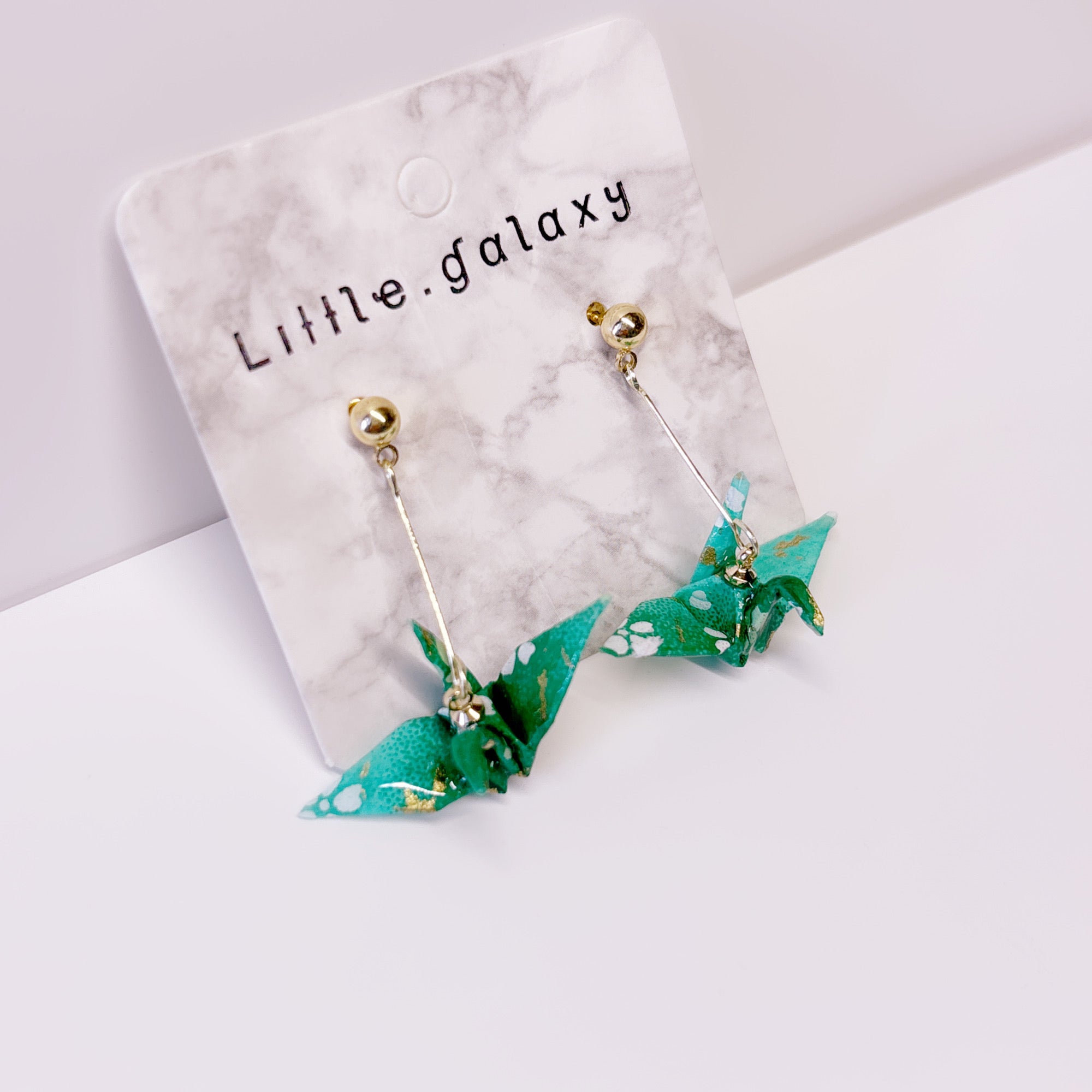 Handmade paper origami crane earrings / ear clip on / dangle stud