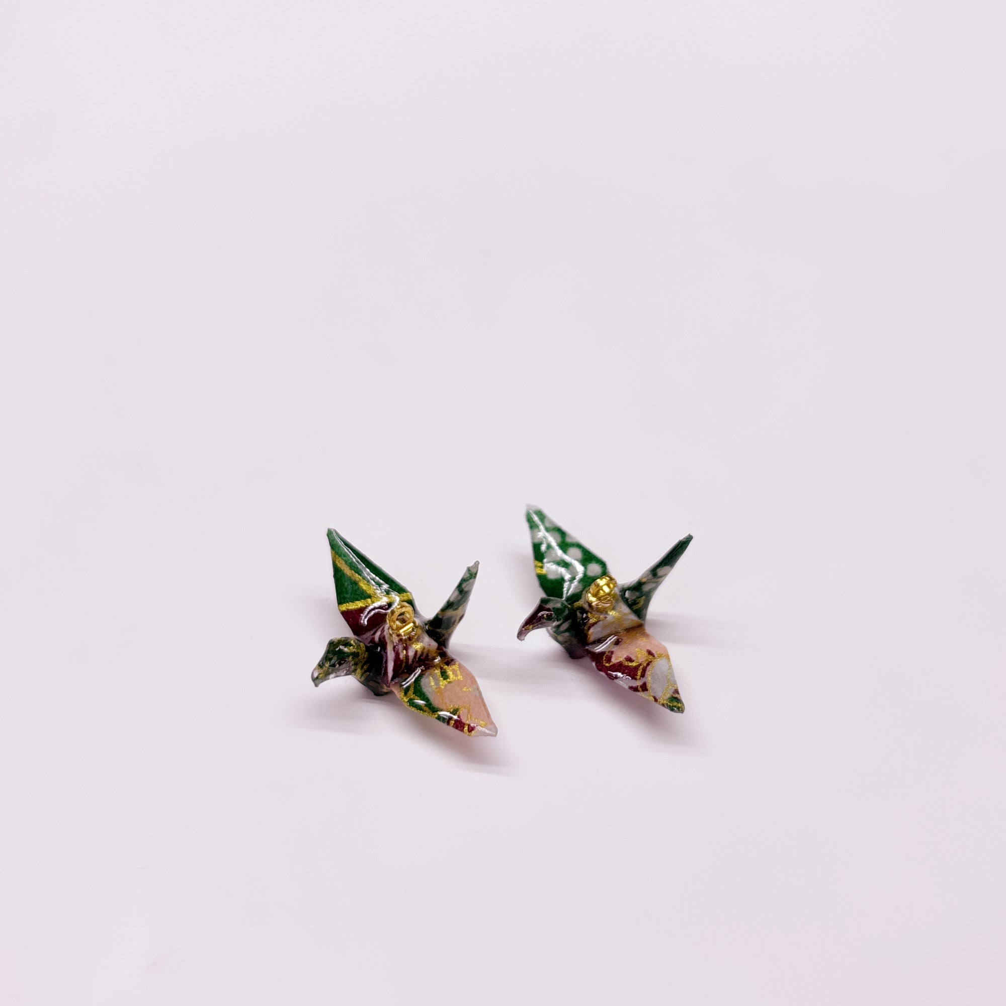 Handmade paper origami crane earrings / ear clip on / dangle stud