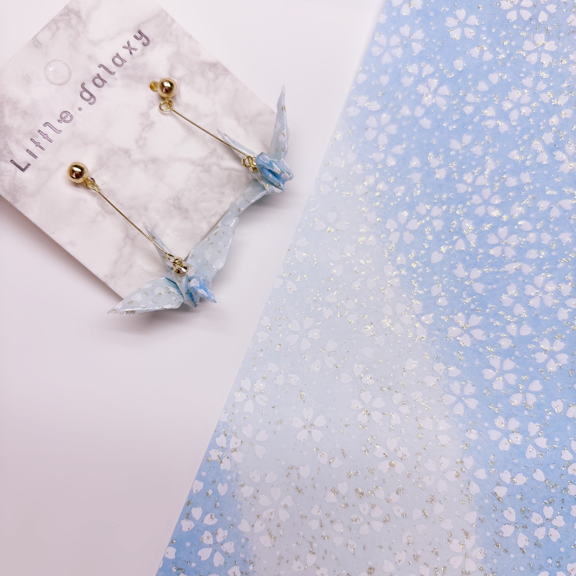 Handmade paper origami crane earrings / ear clip on / dangle stud