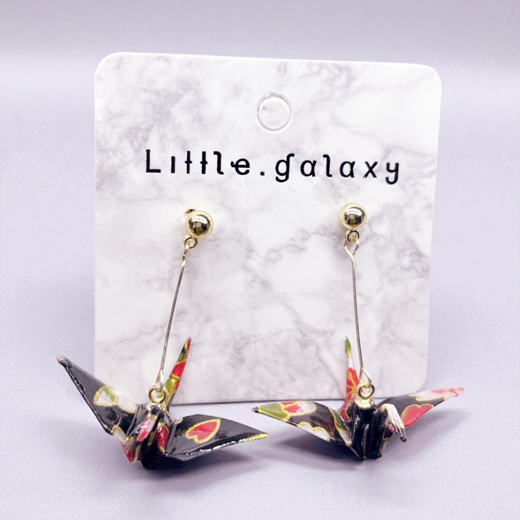 Handmade paper origami crane earrings / ear clip on / dangle stud
