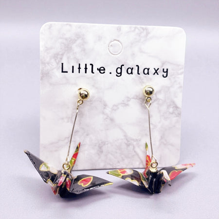 Handmade paper origami crane earrings / ear clip on / dangle stud