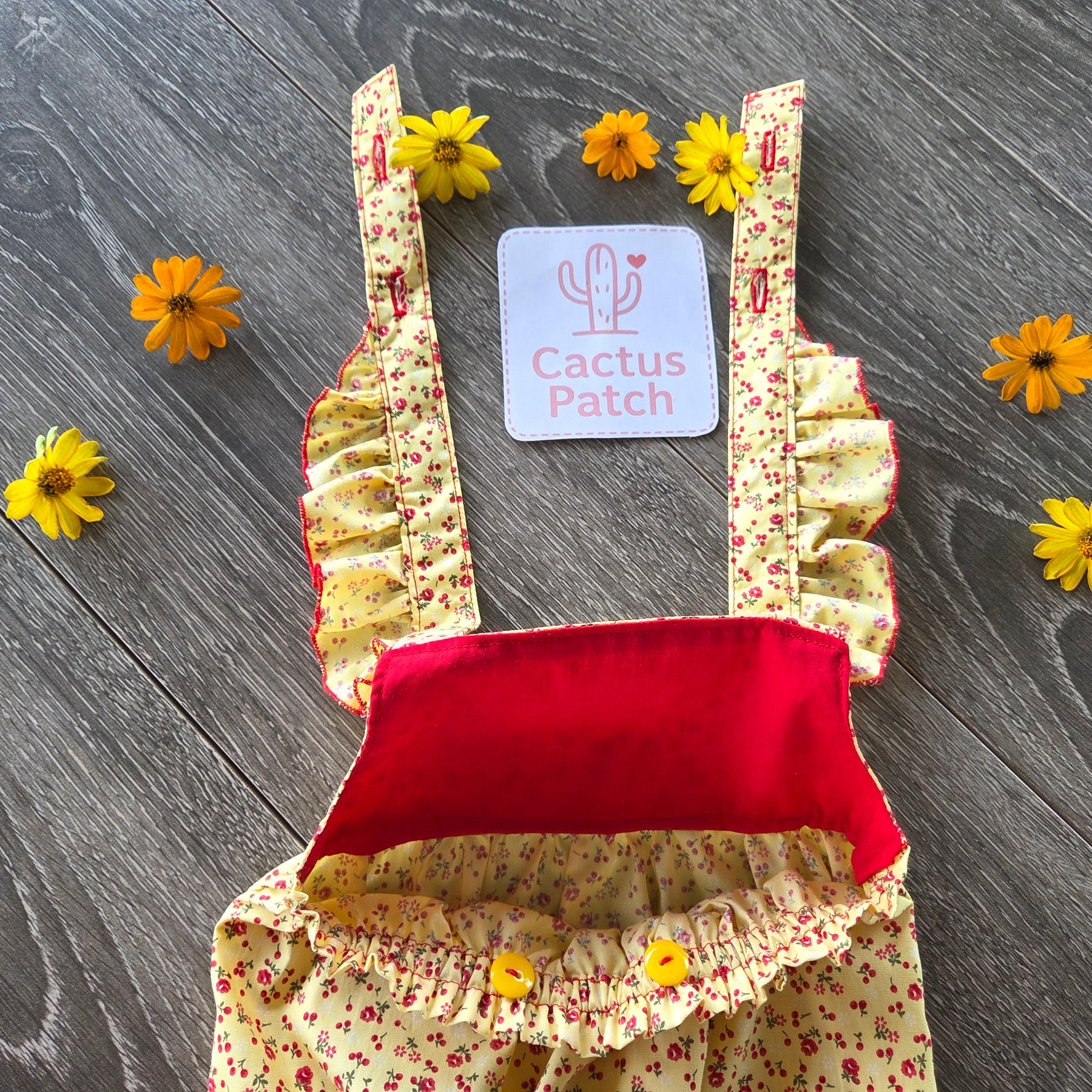 "Sunshine & Petals" Crossover Back Romper - Size 12 Months