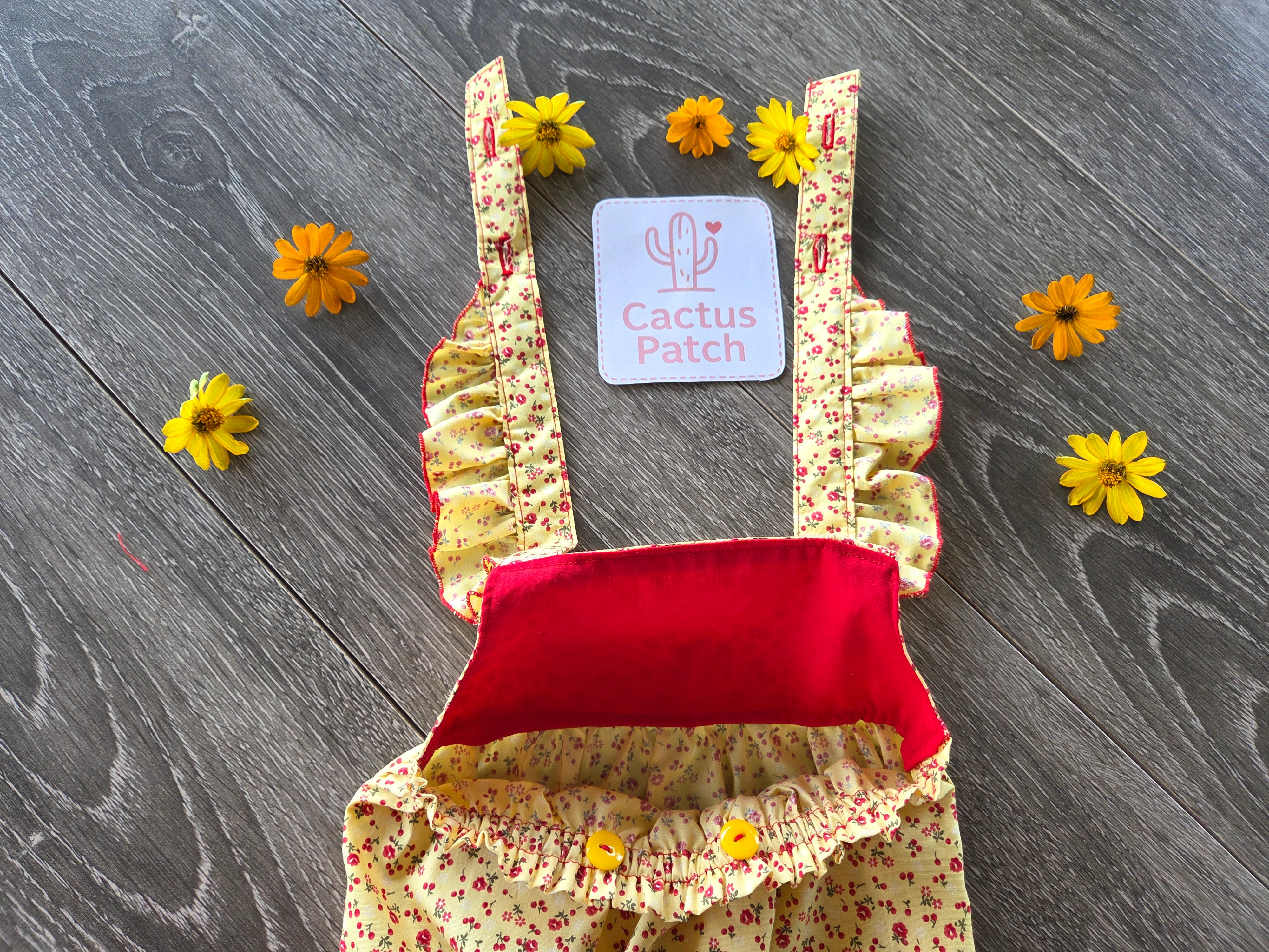 "Sunshine & Petals" Crossover Back Romper - Size 12 Months
