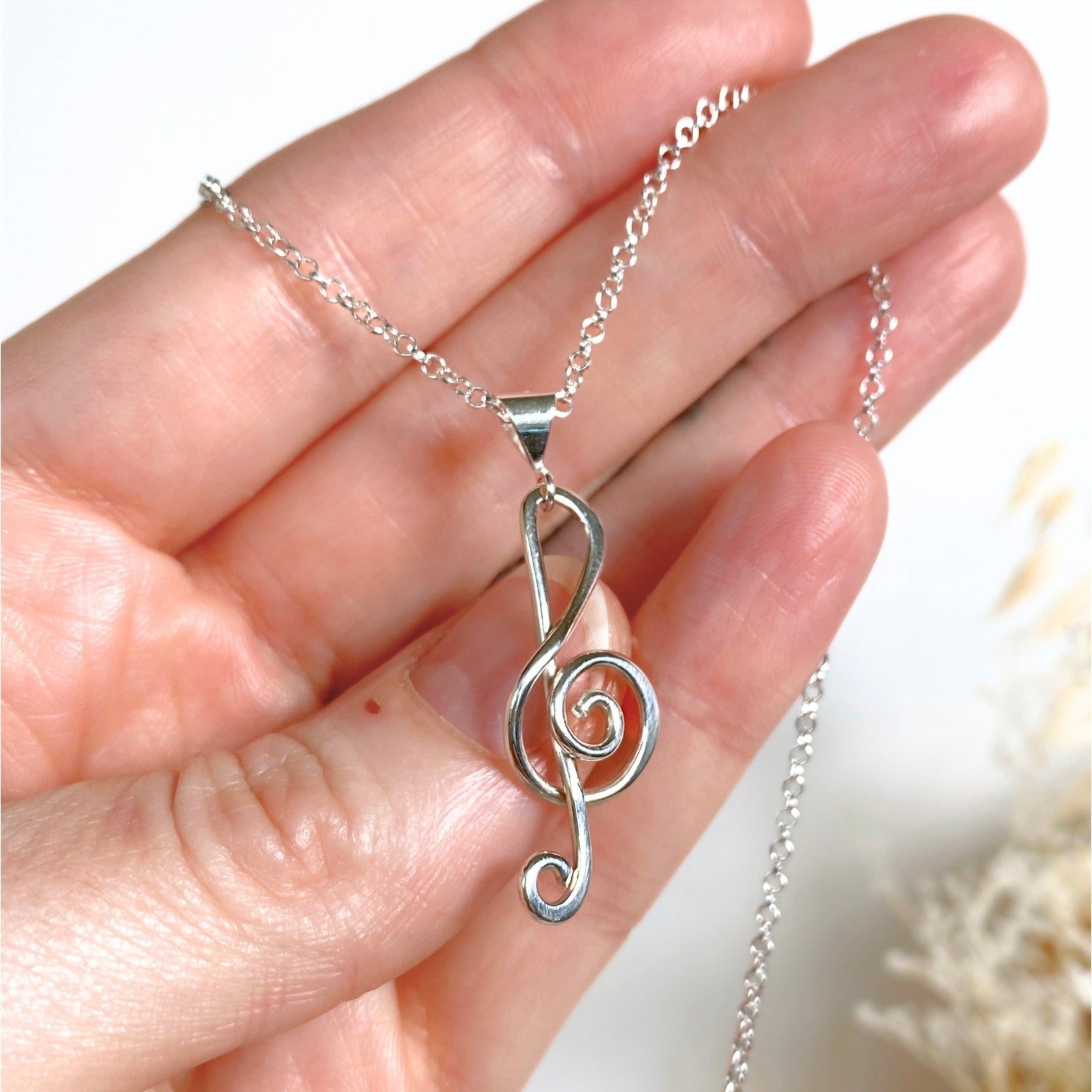 NEW! Treble Clef Music Pendant | Sterling silver | Chain necklace | Music-inspired jewellery