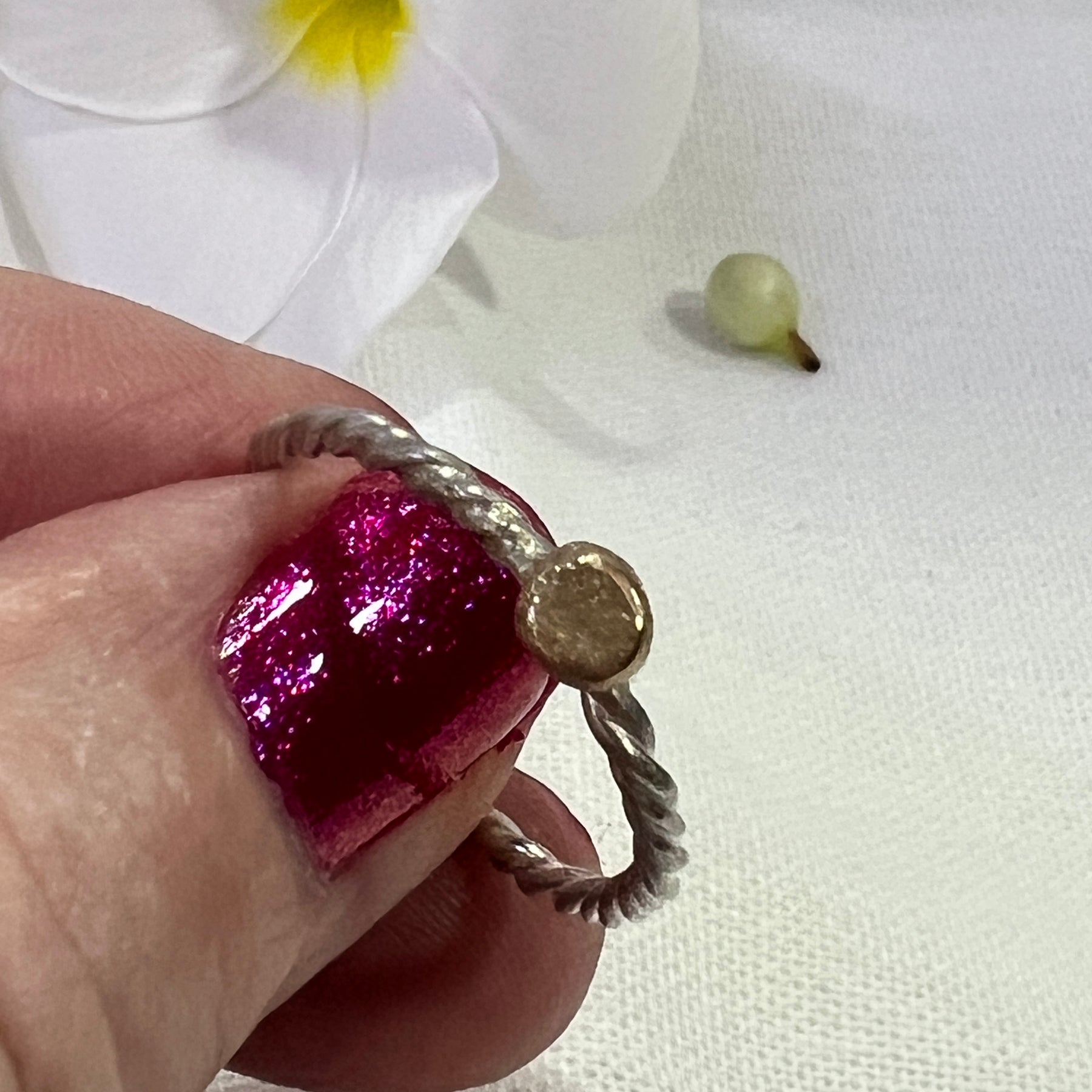 “Maria” Sterling Silver & Gold Twisted Rope Stacker Ring -Size "V" or order your size