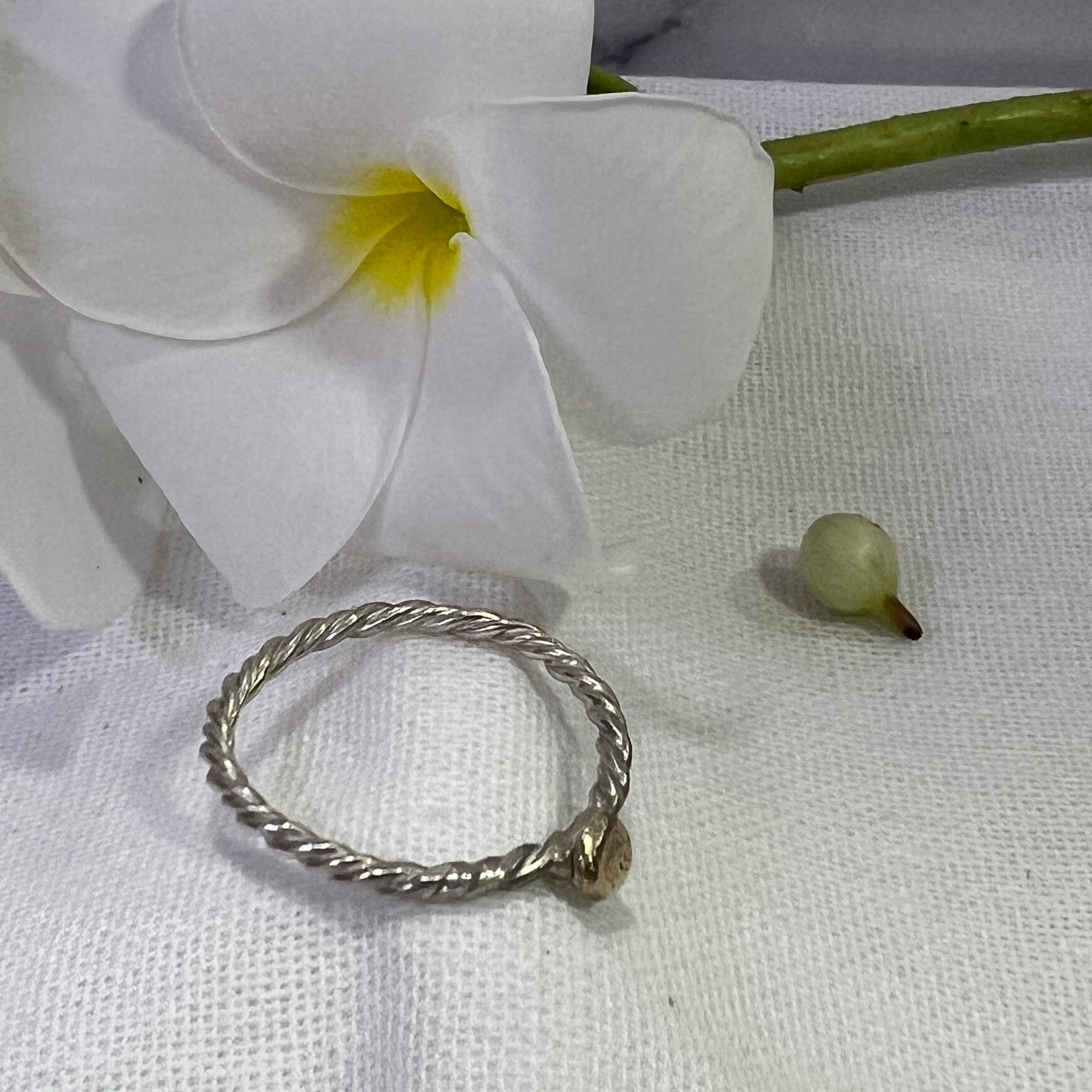 “Maria” Sterling Silver & Gold Twisted Rope Stacker Ring -Size "V" or order your size