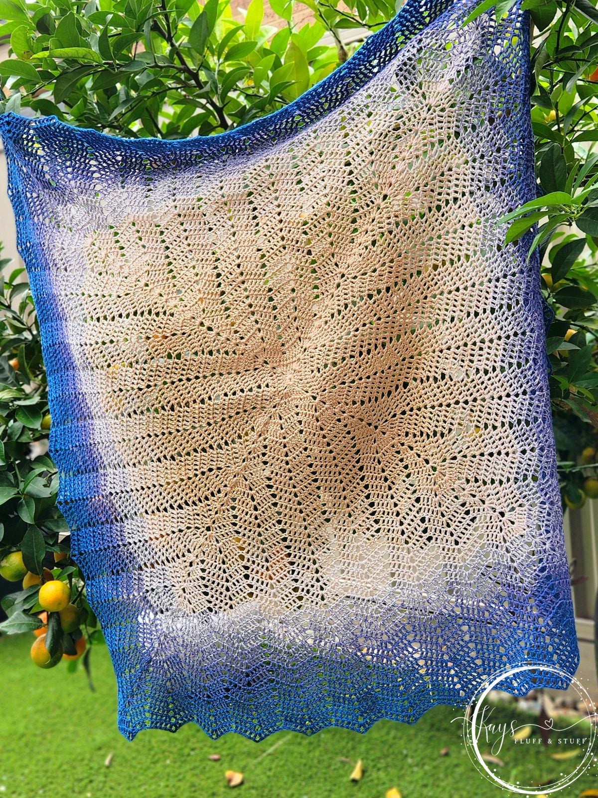 Crochet Blue Ombre Cotton Baby Blanket