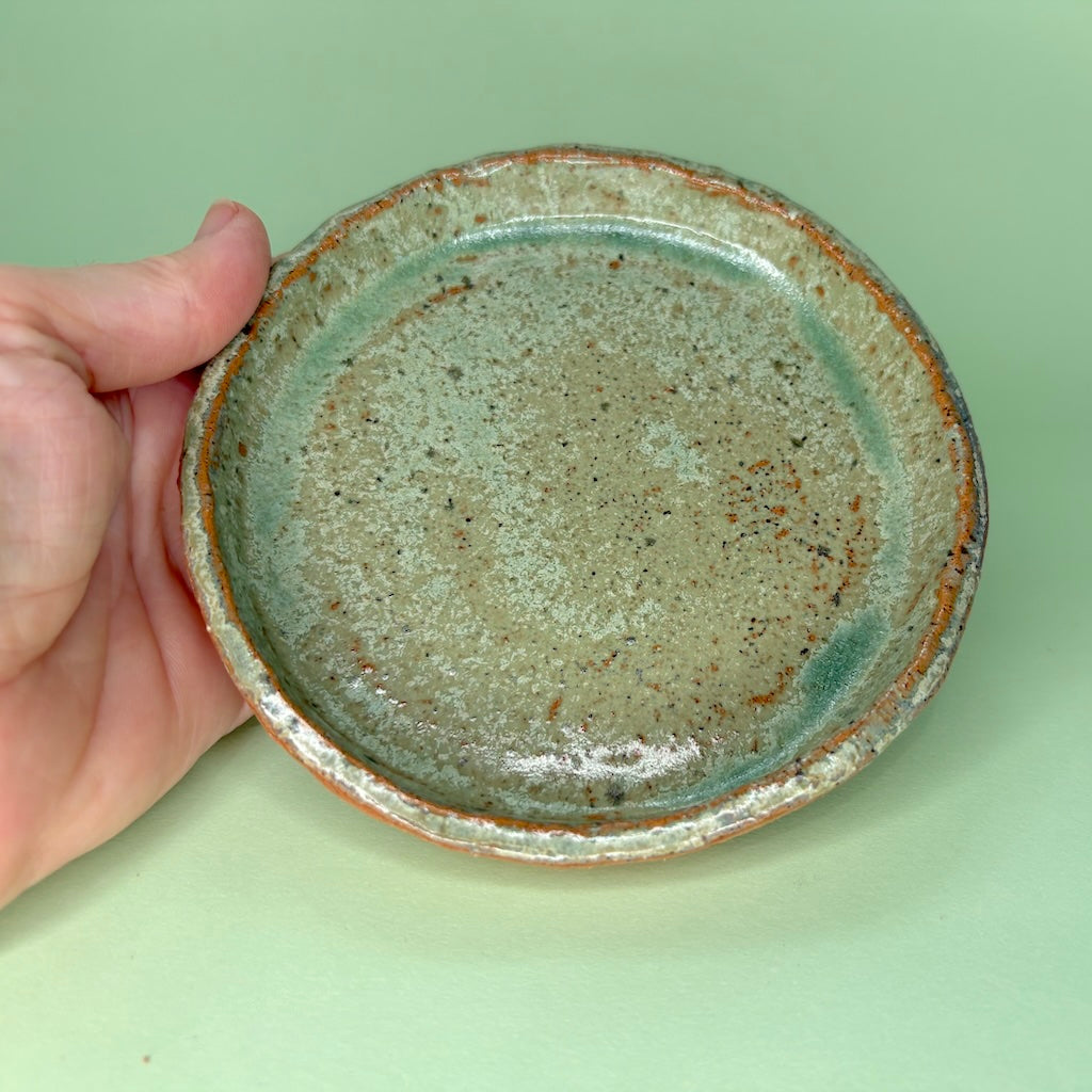 Ceramic coiled orchid pot with saucer