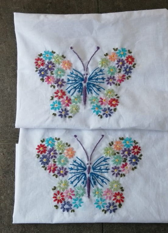 Butterfly Embroidered Vivid Color Cushion/Pillow Cover
