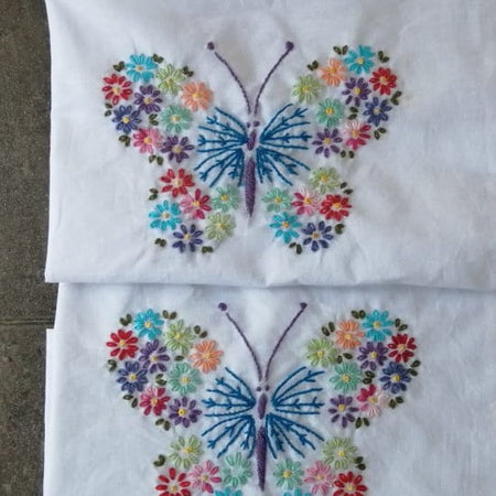 Butterfly Embroidered Vivid Color Cushion/Pillow Cover