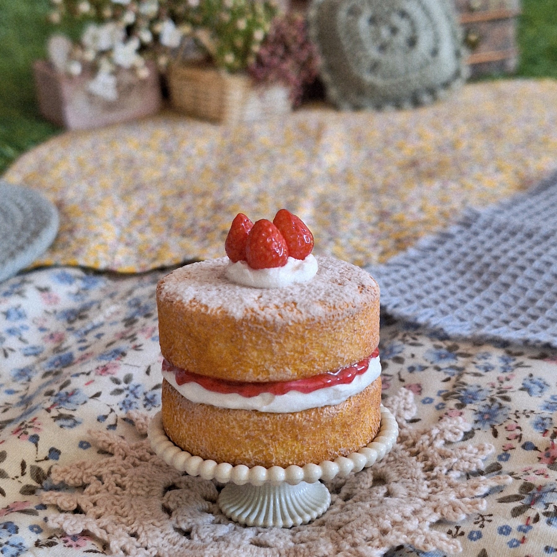 Victoria Sponge Cake (with mini crochet doily)