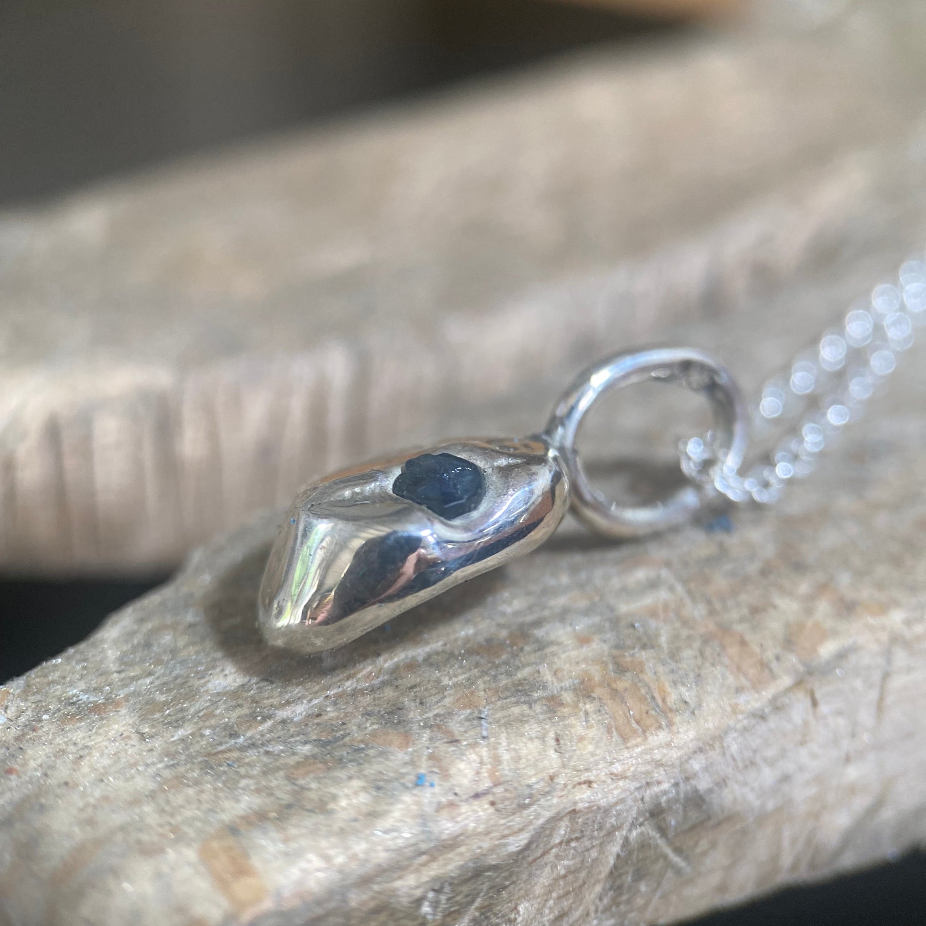 The Unexpected Sapphire Pendant | Raw Australian Blue Sapphire & Sterling Silver