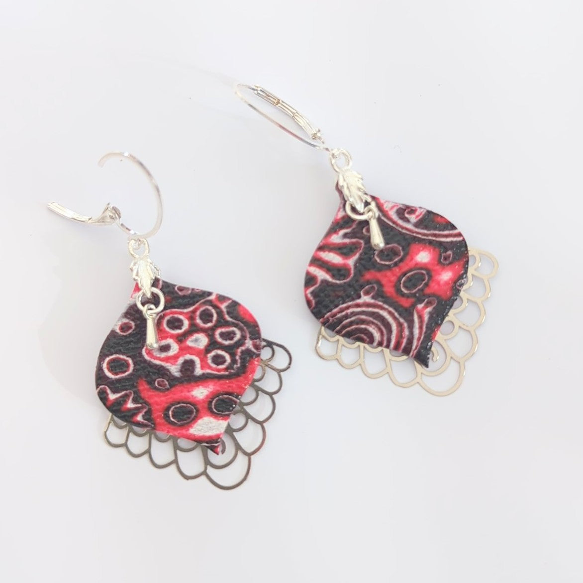 Mokume Gane Earrings in Red
