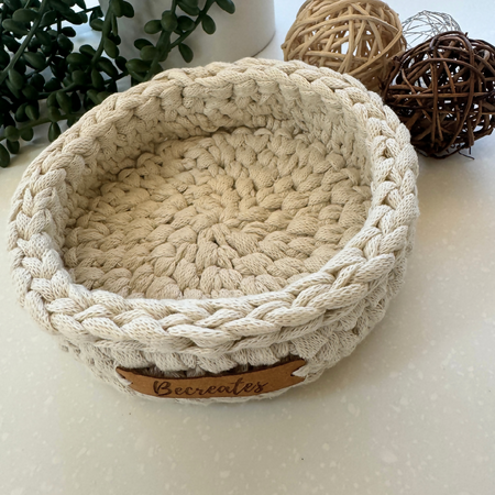 Handmade basket | Recycled yarn | Sand | Pixie
