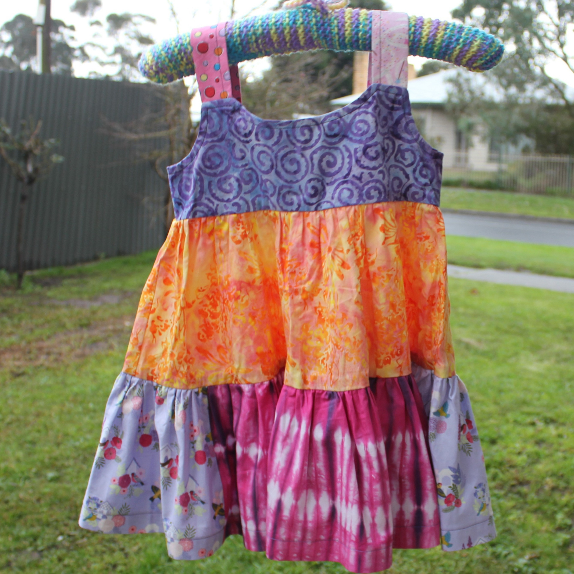 Girls Dress, Size 4, Spirals/Tiedye/Spots/Floral.