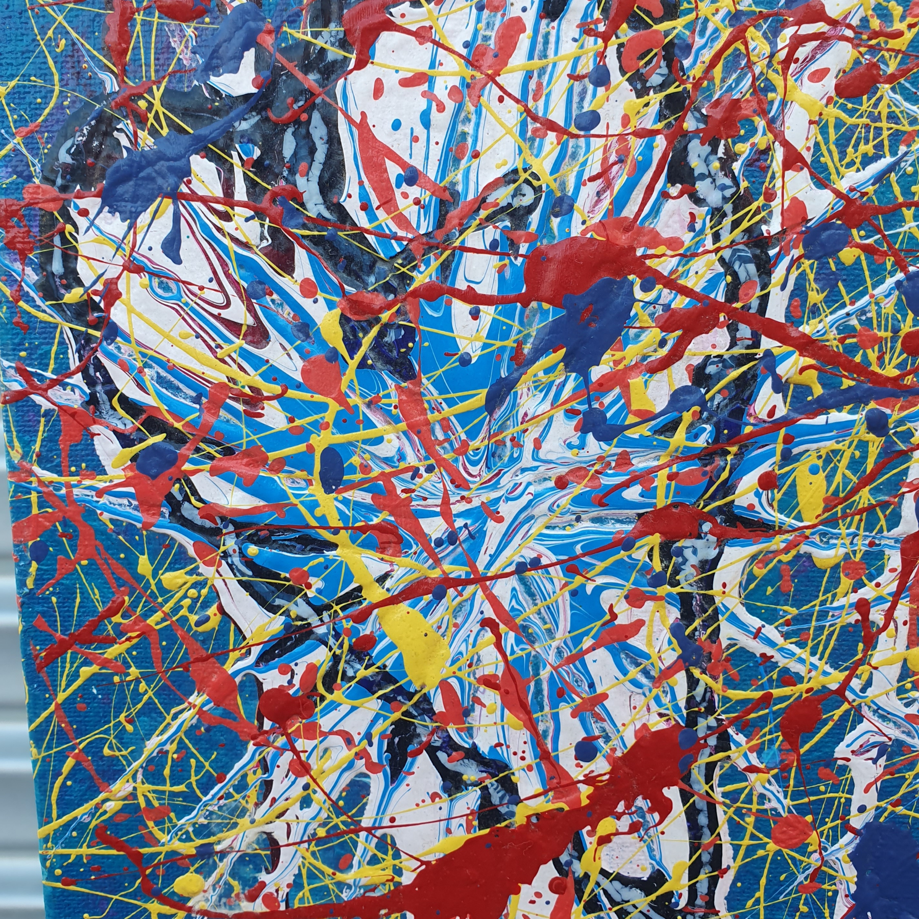 Perfect Imperfections. Abstract Canvas Painting With Hearts.